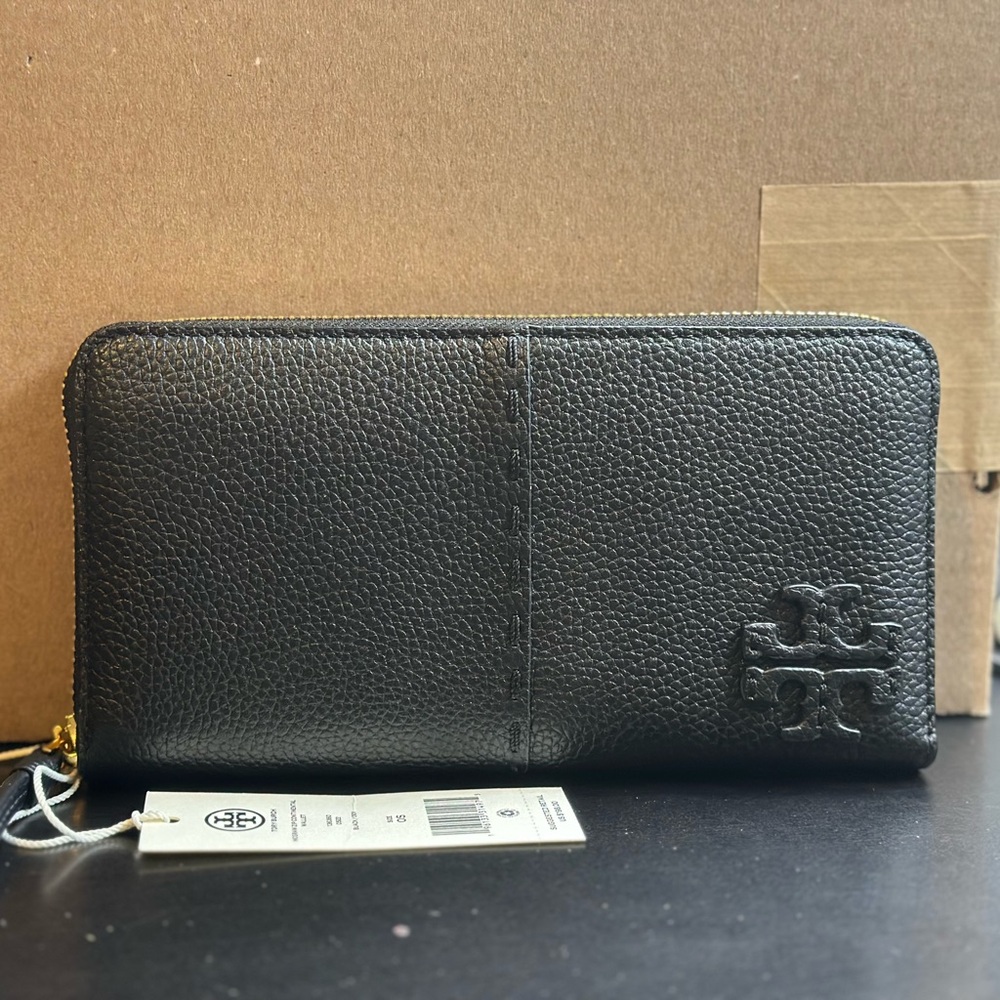 New Tory burch MCGRAW ZIP CONTINENTAL WALLET black
